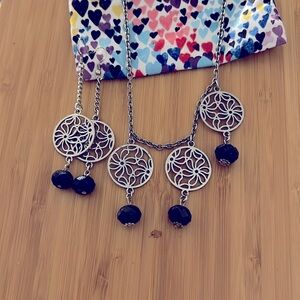 Elegant Silver and Black Dangle Earrings and matching necklace